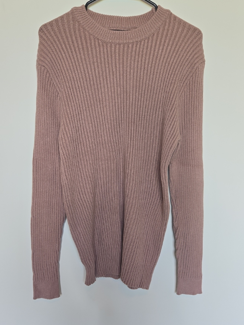 Maya Ribbed Crewneck Sweater in Dusty Rose